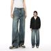 Men's Retro Distressed Wide Leg Jeans – Loose Fit Vintage Denim Pants (S-XL, Blue & Black Options)_mkmklike.com
