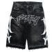 Men's Clothing Retro Washed Loose Shorts Personality Trend Pattern Street Straight Jeans Men_mkmklike.com