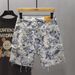Men's Clothing Men's Summer Loose Versatile Casual Trendy Shorts Fashionable Blue And White Porcelain Casual Pants_mkmklike.com