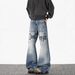 Unisex Vintage Flare Jeans With Graphic Print – 90s Retro Streetwear Denim Pants (S-3XL)_mkmklike.com