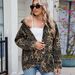Women's Washed Denim Jacket With Leopard Print - Oversized Casual Coat, Detachable Hood, Streetwear Fashion For Spring_mkmklike.com