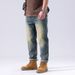 Spring And Summer American Yellow Mud Jeans Men's Heavy And Old Retro Washing Jeans Men's 3D Embossed Fat Jeans_mkmklike.com
