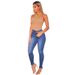 Low-Rise Women's Skinny Jeans - High Stretch Bootcut Denim Pants With Butt-Lifting Fit, Dark & Light Blue Wash (S-2XL)_mkmklike.com
