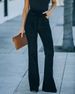 Stretch Fit Tied Waist Flared Bootcut Jeans For Women - Trendy High-Waisted Denim Pants With Comfortable Elastic Fabric_mkmklike.com
