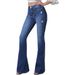 Women's Clothing Slim Denim High Elastic Bell Bottom Pants_mkmklike.com