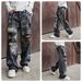 Men's Clothing American Vibe Dirty Old Graffiti Wide Leg Jeans Men's Personality Ripped Handsome Straight Casual Pants Men_mkmklike.com