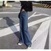 Women's High Waist Wide Leg Jeans - Stretchy Comfort, Flowy Straight Fit, Classic Denim Pants For Casual & Office Wear_mkmklike.com