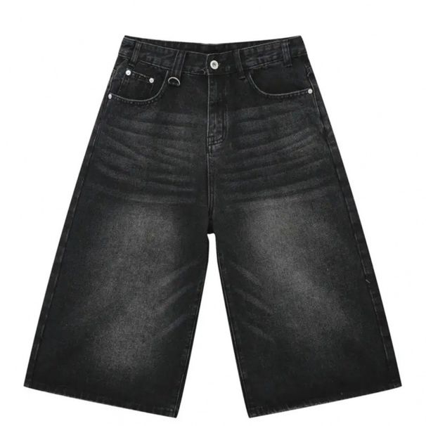 Retro Loose Wide Leg Straight Cropped Jeans Men's Design Hot Selling Denim Pants_mkmklike.com