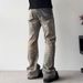 Distressed Cleanfit Digital Print Flared Jeans For Men & Women - Vintage Stitch Detail Slim Straight Leg Denim Pants_mkmklike.com
