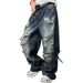 American High Street Inkjet Ripped Jeans Men's And Women's Street Trendy Brand Heavy Industry Washed Fried Street Loose Wide-leg Straight-leg Pants_mkmklike.com