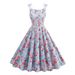 Women's Clothing short sling bow button pocket retro print Hepburn 50S cocktail _mkmklike.com