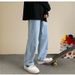 2024 Spring Streetwear Baggy Jeans Men Korean Fashion Loose Straight Wide Leg Hip-hop Pants Male Brand Clothing Black Light Blue_mkmklike.com