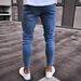Distressed Embroidered Skinny Jeans For Women - High Waist Stretch Denim Pants With Knee Rips & Zip Detail (Navy Blue, Sizes 30-38)_mkmklike.com