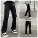 Men's Black Cargo Jeans - Streetwear Workwear Pants With Utility Pockets | Relaxed Straight Fit | Distressed & Washed Denim_mkmklike.com