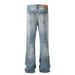 Men's Clothing High Street Hole Washed Design Flared Jeans American Street High Cleanfit Men And Women Mopping Trousers_mkmklike.com