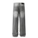 Washed Gradient Denim Straight-Leg Men's Street Fashion Punk Distressed Loose Casual Wide-Leg Dad Pants_mkmklike.com