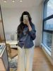 Chicco Chicco Blue Vintage Denim Jacket For Women Early Autumn Long Sleeve Loose Versatile Elegant Casual Cardigan Shirt_mkmklike.com