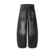 Men's Clothing 2025 New American Retro Inkjet Wash Personality Scimitar Jeans Men And Women Wide Leg Trousers_mkmklike.com