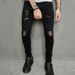 Men's Solid Color Ripped Casual Jeans_mkmklike.com