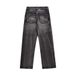 Distressed Washed Denim Straight-Leg High Street Punk Casual Loose Wide-Leg Floor-Length Pants Men's INS Trend_mkmklike.com