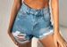 Women's Clothing Super High Waist Full Spray Process Ripped Denim Shorts Hot Pants_mkmklike.com