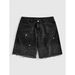 Men's European Fit Denim Shorts - Distressed Hem With Rhinestone Detail Summer Casual Cargo Shorts_mkmklike.com