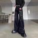 American-style Ripped Yellow Mud-dyed Contrast Color Jeans For Men, Loose Straight High Street Hip-hop Wide-leg Pants_mkmklike.com