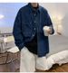 Retro Solid Color Long Sleeved Denim Shirt, Men's And Women's Trendy Brand Street Loose Workwear Shirt_mkmklike.com