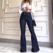 European And American Hot-Selling High-Waisted Hip-Lifting Drawstring Flared Wide-Leg Jeans For_mkmklike.com