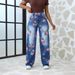 Women's Clothing Women's Trendy Plus Size Wide Leg Pants Autumn Printed Jeans Long Sleeve For Formal & Casual_mkmklike.com