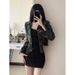 Chicco Chicco Youyou Sa American Retro Denim Jacket Black Strap Dress This Year's Trend Two-Piece Set Autumn_mkmklike.com