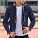 Pulse Pulse Men's New European And American Style Denim Solid Color Casual Button Cardigan Workwear Multi-Pocket Jacket Hot_mkmklike.com