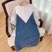Women's Clothing Plus Size Women's V Neck Lace Stitching Denim Dress XX2522_mkmklike.com