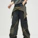 Men's Clothing Five Pointed Star Design Jeans For Men, American Retro Big Pockets, Raw Edges, Distressed Washed High Street Workwear Wide Leg Trousers_mkmklike.com