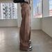High Waist Straight Leg Jeans For Women – Vintage Washed Brown Denim Pants (Relaxed Fit, 90% Cotton, No Stretch, S-XL, Coffee Gradient)_mkmklike.com