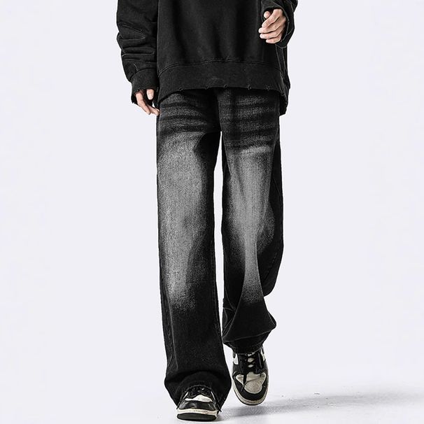 Men's Clothing New Retro Old Washed Handsome High Street Loose Straight Casual Trousers_mkmklike.com