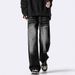 Men's Clothing New Retro Old Washed Handsome High Street Loose Straight Casual Trousers_mkmklike.com