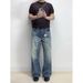 Men's Vintage Light Blue Washed Straight Leg Jeans With Snowflake Print – Comfortable & Stylish For Casual Wear_mkmklike.com