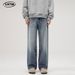 LKTM Retro Washed Wide Leg Jeans Midweight Polyester Loose Straight Leg Pants for Men And Women Trendy Versatile Blue Jeans_mkmklike.com