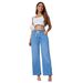 Customized Summer Stretch Denim Straight Leg Pants Women's Wide Leg Pants_mkmklike.com