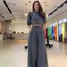 Women's Clothing fashion striped print navel baring top high waist wide leg pants suit_mkmklike.com