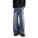 American High Street Crease Rivet Design Jeans Men's Autumn And Winter New Loose Slimming Straight Wide Leg Pants_mkmklike.com