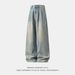 Men's Washed Distressed Denim Jeans Loose Fit Retro Pleated Straight Leg Pants Japanese Style Basic Versatile Spring Style_mkmklike.com