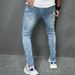 2025 Neue Stil Männer Personalisierte Zerrissene Einfarbig Dünne Jeans Stretch Little Foot Streetwear Motorrad Denim Hosen Männlich_mkmklike.com