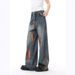 Men's Hand-Painted Straight Leg Jeans – Loose Fit Wide Leg Streetwear Pants (XS-XL, Blue & Light Blue)_mkmklike.com