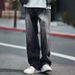 Men’s Black Wide-Leg Jeans – Retro High Street Loose Fit Pants With Ink Splash Design (Sizes M-3XL)_mkmklike.com