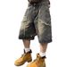 Men's Clothing Retro High Street Men's Denim Shorts Summer Style Casual Trendy Five Point Frayed Hem Mid Length Versatile Shorts_mkmklike.com