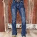 Stretch Embroidered Flared Jeans Mid Rise Denim Trousers With PocketsVCasual Cotton Jeans For Women_mkmklike.com