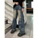 Nordmann American Retro Patchwork Jeans For Men High-End Design Hip-Hop Long Trendy Loose Straight Casual Pants_mkmklike.com