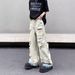 Vintage Washed Distressed Denim Jeans For Men & Women - Relaxed Fit Wide Leg High Street Straight Pants_mkmklike.com